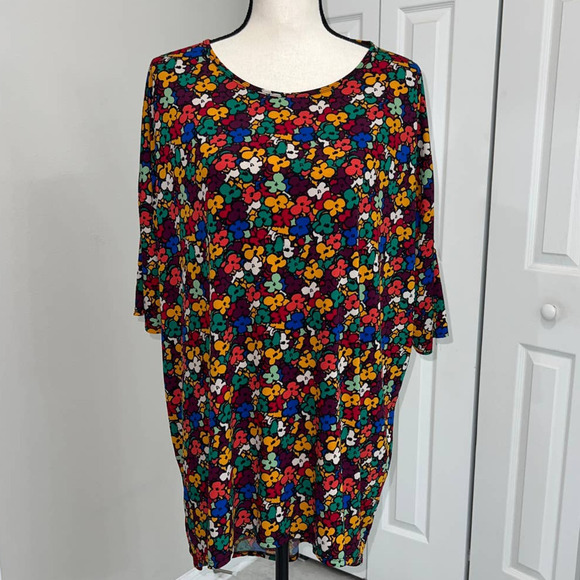 LuLaRoe Floral Hi Low Short Sleeve Tunic - L - Picture 1 of 11